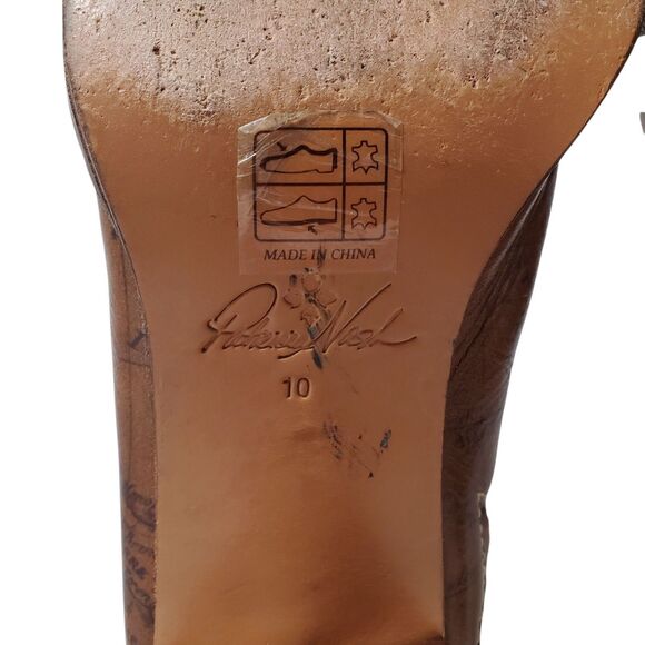 Patricia Nash Leather Global Map Mules Shoes Womens Size 10 Carmine Brown - Picture 9 of 9